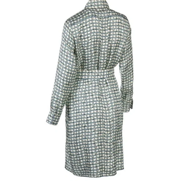 MaxMara Cupid Vampata Monogram Silk Button Front Belted Shirt Dress Size Small - Picture 5 of 15